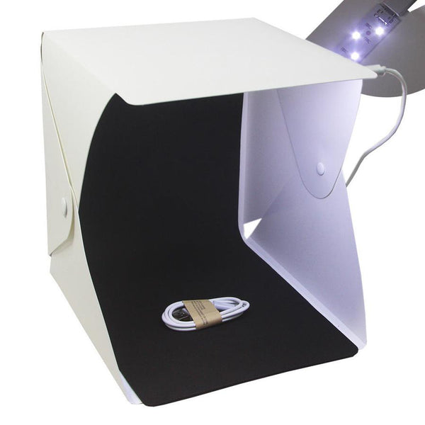HKM-183123 20cm Portable Pop-Up LED Light Box for Personal Photography with Black and White Backgrounds