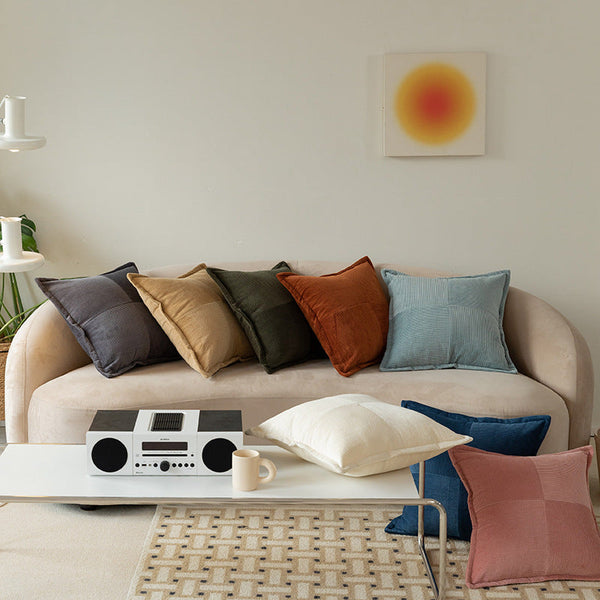 HKM-183187 Modern Minimalist 45x45cm Solid Color Sofa Cushion in Beige, Pink, Blue, Green, Caramel, Indigo, Camel, Smoky Gray