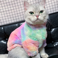 HKM-1832637 Colorful Autumn and Winter Plush Pet Clothes for Cats, XS to L Size Options