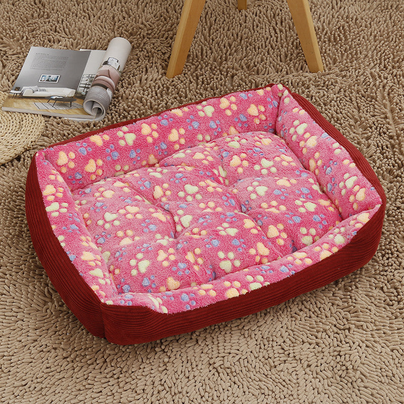 HKM-1834301 Cozy Flannel and Corduroy Pet Nest Bed for Cats and Dogs - XXS Size 45*31*15cm