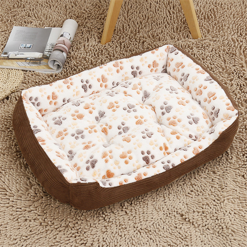 HKM-1834301 Cozy Flannel and Corduroy Pet Nest Bed for Cats and Dogs - XXS Size 45*31*15cm