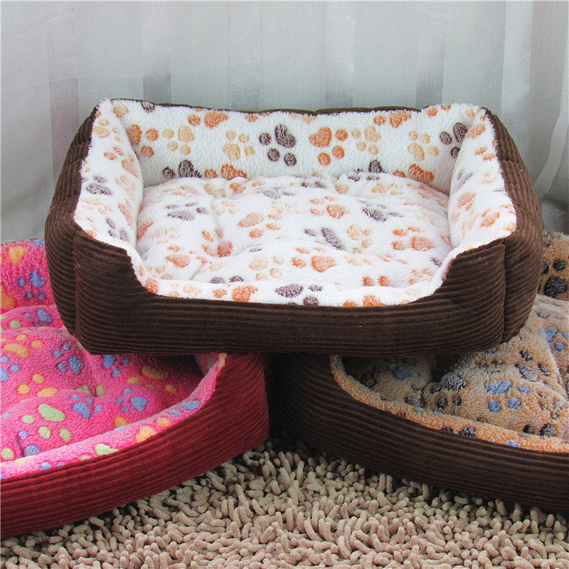 HKM-1834301 Cozy Flannel and Corduroy Pet Nest Bed for Cats and Dogs - XXS Size 45*31*15cm