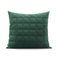 HKM-183443 Dark Green Geometric Quilted Pillow Cover with Optional Insert – 45cm, 50cm, 55cm Sizes