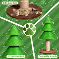 HKM-1835709 Christmas Tree Cat Scratcher Tower – 31.5in Indoor Cat Scratching Post with Sisal and Fleece Base
