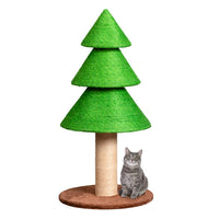 HKM-1835709 Christmas Tree Cat Scratcher Tower – 31.5in Indoor Cat Scratching Post with Sisal and Fleece Base