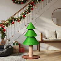 HKM-1835709 Christmas Tree Cat Scratcher Tower – 31.5in Indoor Cat Scratching Post with Sisal and Fleece Base