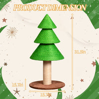 HKM-1835709 Christmas Tree Cat Scratcher Tower – 31.5in Indoor Cat Scratching Post with Sisal and Fleece Base