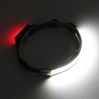 HKM-183571 Portable COB LED Headlight with Red Light Warning, 300 Lumens, Waterproof, Rechargeable Battery, 3 Modes