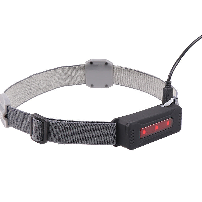 HKM-183571 Portable COB LED Headlight with Red Light Warning, 300 Lumens, Waterproof, Rechargeable Battery, 3 Modes