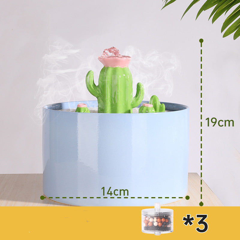 HKM-1836093 Ceramic Automatic Cat Drinking Fountain with Silent Pump and Constant Temperature Heating