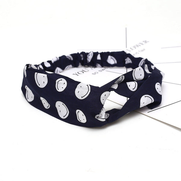 HKM-183635 Chiffon Silk Check Pattern Headband for Women