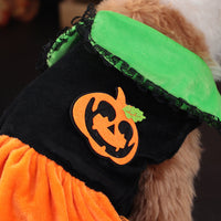 HKM-1836605 Classic Halloween Pumpkin Skirt Costume for Dogs and Cats - Crystal Velvet Pet Clothing