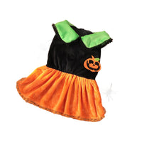HKM-1836605 Classic Halloween Pumpkin Skirt Costume for Dogs and Cats - Crystal Velvet Pet Clothing