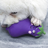 HKM-1837501 Vegetable Dog Chew Toys - Cartoon Onion & Eggplant Teething Latex Toy for Puppies
