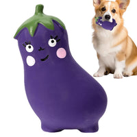 HKM-1837501 Vegetable Dog Chew Toys - Cartoon Onion & Eggplant Teething Latex Toy for Puppies