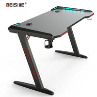 HKM-183763 Adjustable Height RGB Gaming Desk for PC, Modern Computer Table with LED Lighting