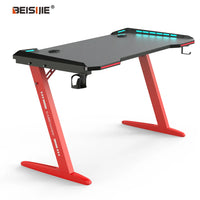 HKM-183763 Adjustable Height RGB Gaming Desk for PC, Modern Computer Table with LED Lighting