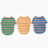 HKM-1838397 Striped Dog T-Shirt in Blue, Yellow, and Green - Sizes S to XXL