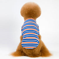HKM-1838397 Striped Dog T-Shirt in Blue, Yellow, and Green - Sizes S to XXL
