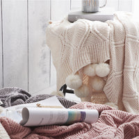 HKM-183891 Chenille Knitted Air Conditioning Blanket - Soft Polyester, Pastoral Style, White, 180cm x 200-220cm