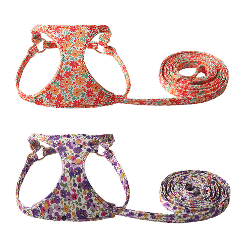 HKM-1839805 Floral Series Pet Harness with Leash in Multiple Colors and Styles