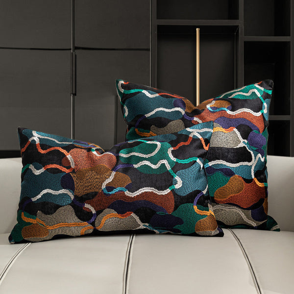 HKM-184019 Abstract Cloud Design Chenille Embroidered Throw Pillow Cover - 45x45cm, 30x50cm