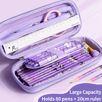 HKM-184019 Cute Kawaii Kuromi Leather Pencil Case for School and Stationery Supplies