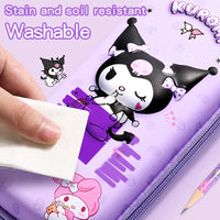 HKM-184019 Cute Kawaii Kuromi Leather Pencil Case for School and Stationery Supplies