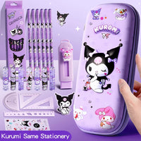 HKM-184019 Cute Kawaii Kuromi Leather Pencil Case for School and Stationery Supplies