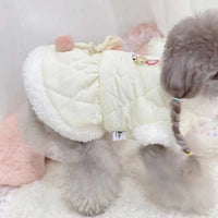 HKM-1840573 Cozy Cotton-Padded Pet Apparel for Autumn and Winter - Cute Rabbit Design in Pink and White