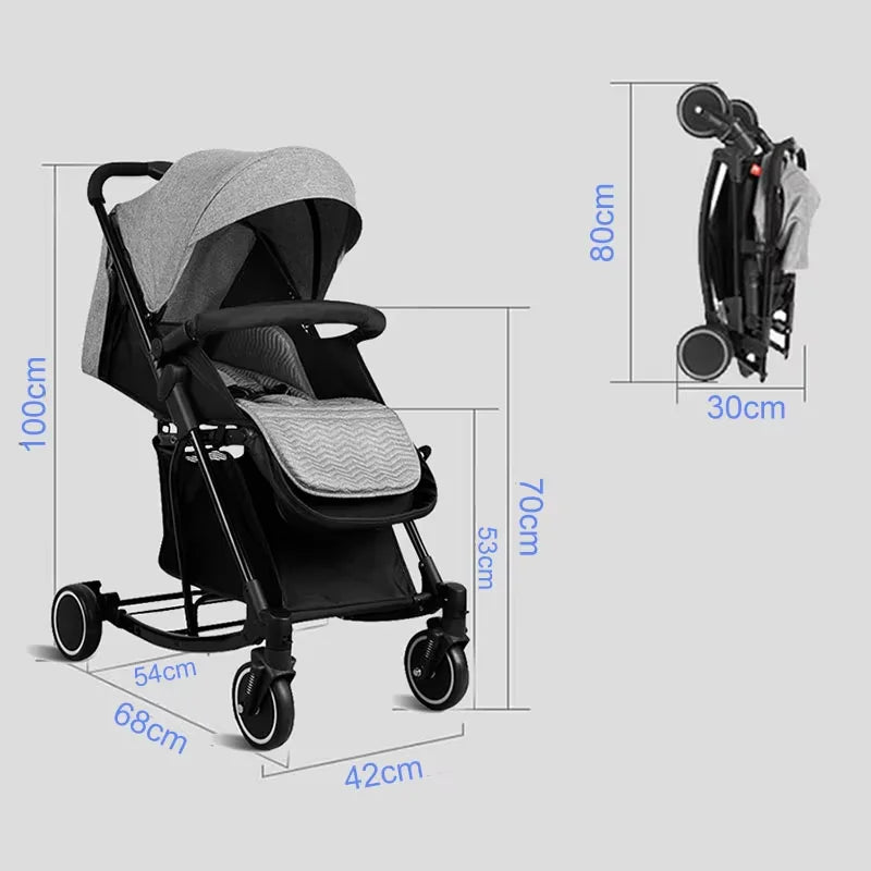 HKM-184083 Lightweight One-Hand Quick Fold Travel System Stroller with Self-Standing Feature for Newborns