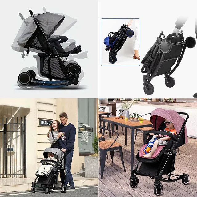 HKM-184083 Lightweight One-Hand Quick Fold Travel System Stroller with Self-Standing Feature for Newborns