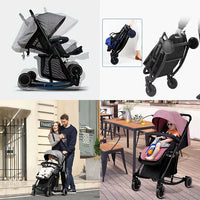 HKM-184083 Lightweight One-Hand Quick Fold Travel System Stroller with Self-Standing Feature for Newborns