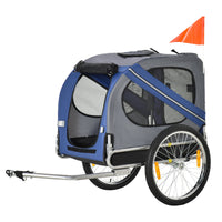 HKM-1841469 Pet Bicycle Trailer with Large Wheels, 3 Entrances & Weather-Resistant Canopy for Dogs and Pets, Blue/Gray