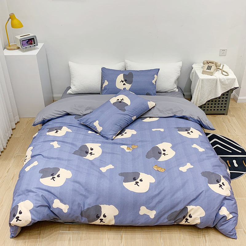 HKM-184211 Pure Cotton Four-Piece Cartoon Duvet Cover Set for Kids' Beds, Various Adorable Designs