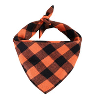 HKM-1843389 Check Pattern Cotton Triangle Scarf for Pets - Winter Wear in Purple Black, Orange Black, Orange White