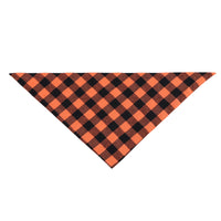HKM-1843389 Check Pattern Cotton Triangle Scarf for Pets - Winter Wear in Purple Black, Orange Black, Orange White