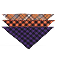HKM-1843389 Check Pattern Cotton Triangle Scarf for Pets - Winter Wear in Purple Black, Orange Black, Orange White