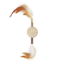 HKM-1844413 Cat Toy with Feather, Hemp Rope, and Wooden Ball for Nibbling and Play