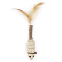 HKM-1844413 Cat Toy with Feather, Hemp Rope, and Wooden Ball for Nibbling and Play