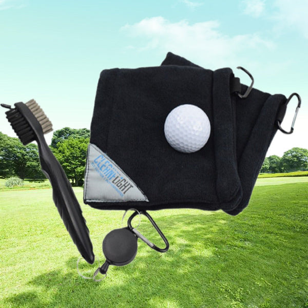 HKM-184467 Golf Cleaning Brush and Microfiber Towel Set - Multiple Color Options Available