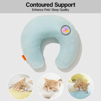 HKM-1845437 Orthopedic U-Shaped Cat Pillow for Joint Relief and Comfortable Sleep, 10.6x9.8 Inch Fluffy Support in Blue
