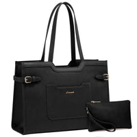 HKM-184595 Stylish Leather Laptop Tote Bag for 15.6 Inch Computers - Professional Women's Briefcase