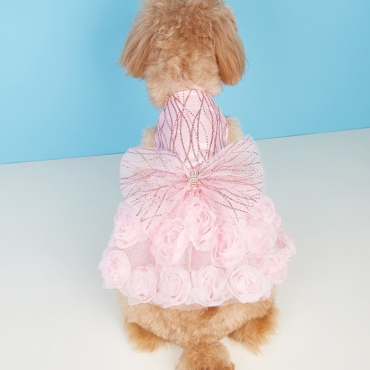 HKM-1846333 Elegant Dog Wedding Dress Skirt in White and Pink, XS-XL, Polyester Material, Perfect for Special Occasions