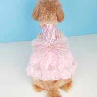 HKM-1846333 Elegant Dog Wedding Dress Skirt in White and Pink, XS-XL, Polyester Material, Perfect for Special Occasions