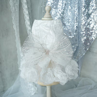 HKM-1846333 Elegant Dog Wedding Dress Skirt in White and Pink, XS-XL, Polyester Material, Perfect for Special Occasions