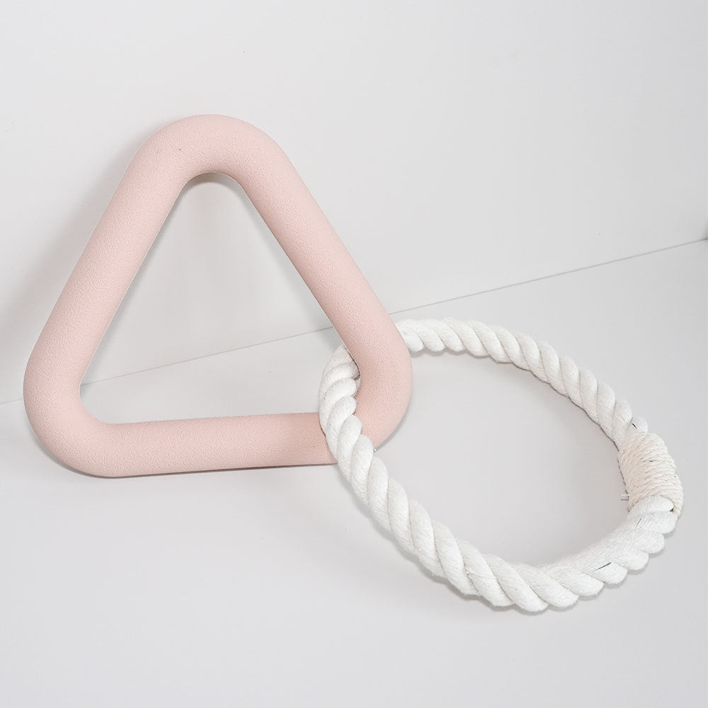 HKM-1846589 Triangle Tug-of-War Toy for Pets - Foam TPR Cotton Rope Molar Chew 13.5cm