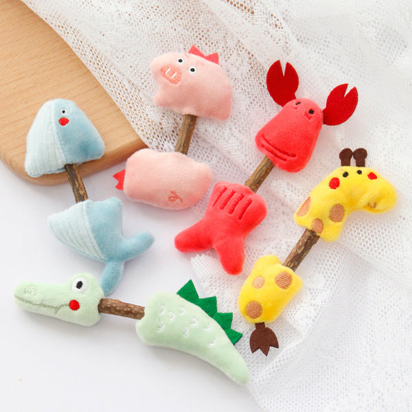 HKM-1847357 Molar Rod Cat Toys for Teeth Cleaning - Crocodile, Pig, Blue Whale, Giraffe, Crayfish Colors