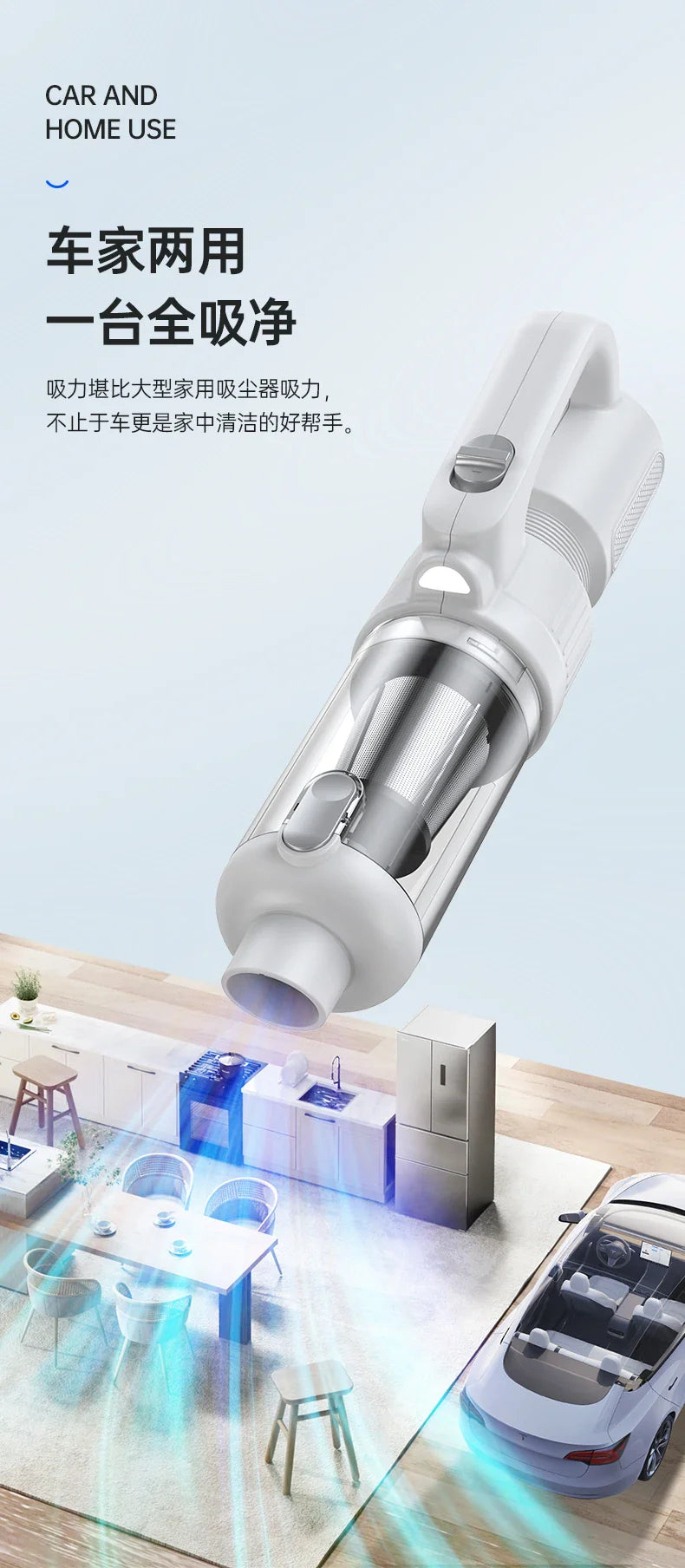 HKM-184787 Portable 2-in-1 Vacuum and Blower with Ultra-Long Battery Life and TYPE-C Charging for Cars and Home Use