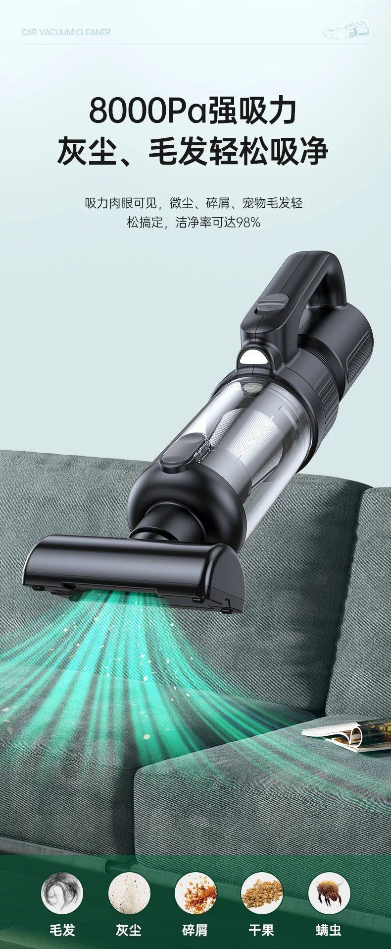 HKM-184787 Portable 2-in-1 Vacuum and Blower with Ultra-Long Battery Life and TYPE-C Charging for Cars and Home Use